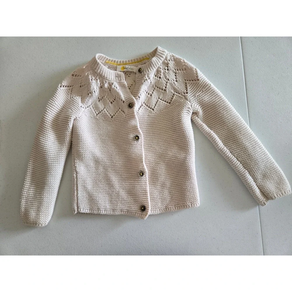 Baby Boden 18-24 Months Cardigan Sweater Toddler Girls Cream Pointelle
